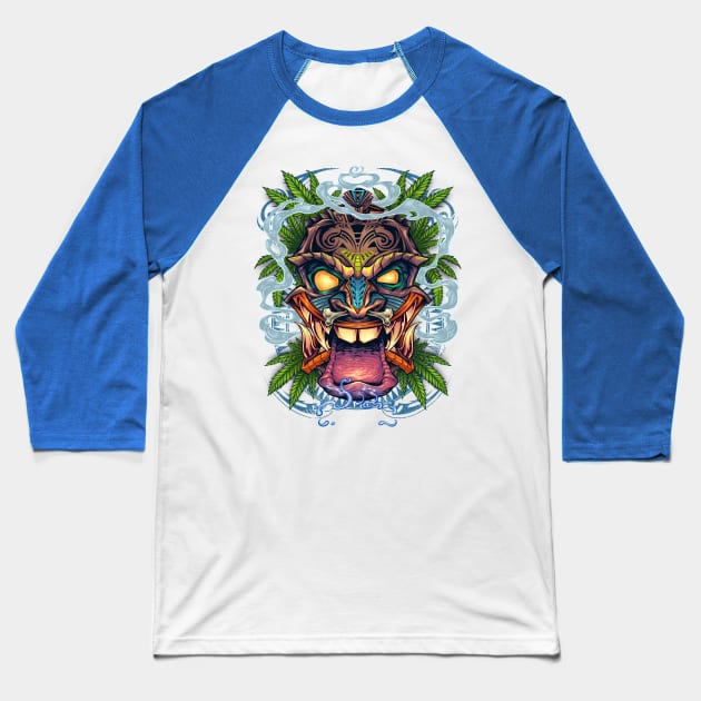 Tiki Head Baseball T-Shirt by FlylandDesigns